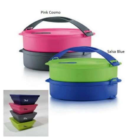 Tupperware Microwaveable Round Click To Go Duo Set With Zen Square