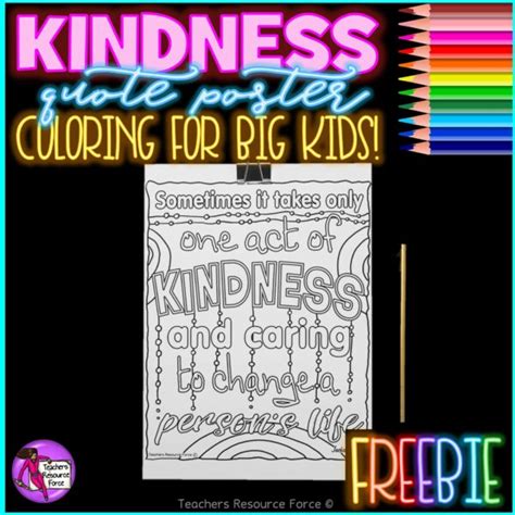 Free Kindness Quote Coloring Pages Poster Classroom Decor Empathy