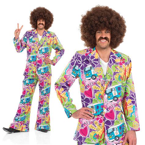 Mens Psychedelic Suit Fancy Dress Costume 60s 70s Retro Hippy Hippie