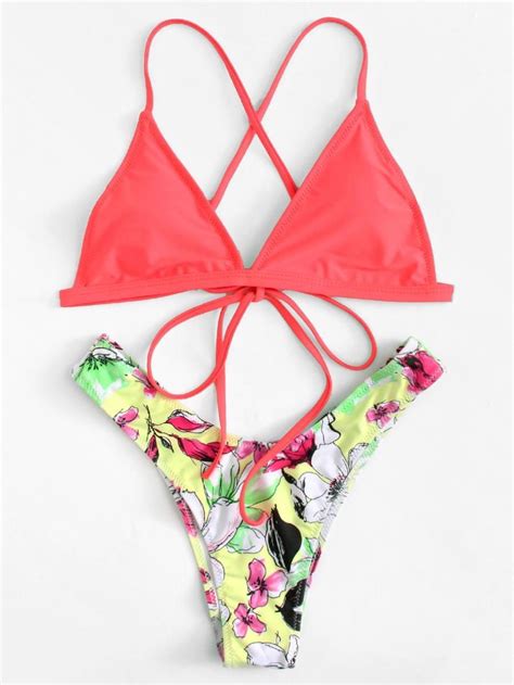 Flower Print Criss Cross Bikini Set Artofit