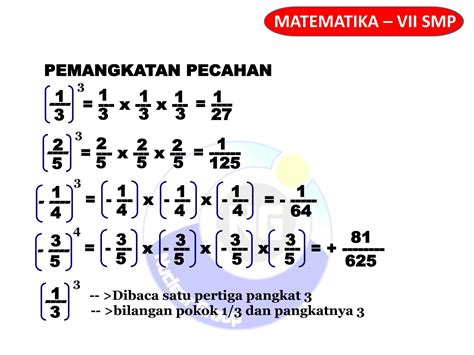 SOLUTION Pemangkatan Bilangan Pecahan Dan Taksiran Kelas Vii Smp