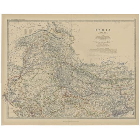 Antique Map Of Northern India By Johnston 1882