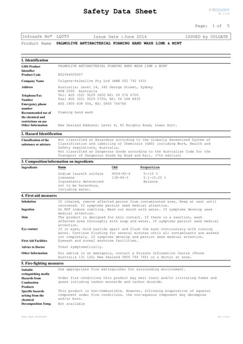 Free Printable Safety Data Sheets