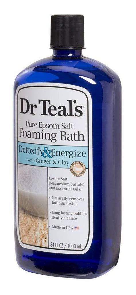 Dr Teals Foaming Bath With Pure Epsom Salt Detoxify And Energize With Ginger And Clay 34 Ounces