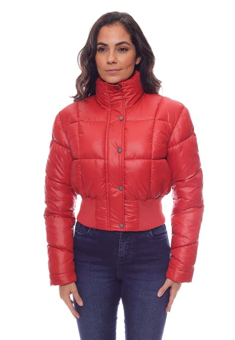 Jaqueta Feminina Curta Puffer Gola Alta e Zíper Crocker 49591