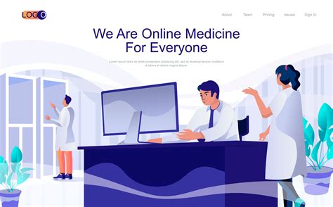 Online Medicine Concept Isometric Landing Page People Work In Medical