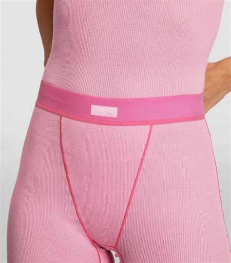 Skims Pink Ribbed Boxer Shorts Harrods UK