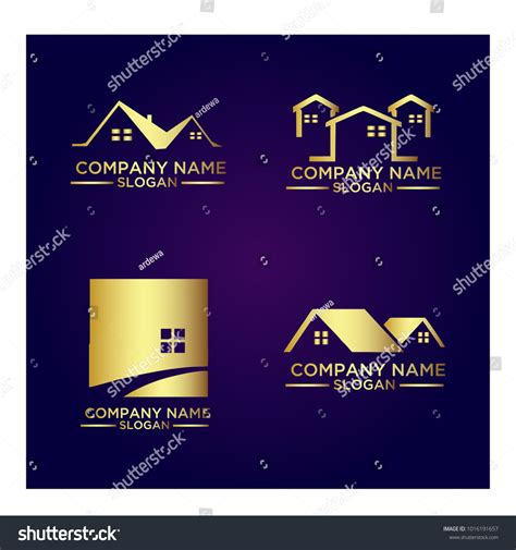 Real Estate Logo Set Abstract Buildings Stock Vector Royalty Free 1016191657 Shutterstock