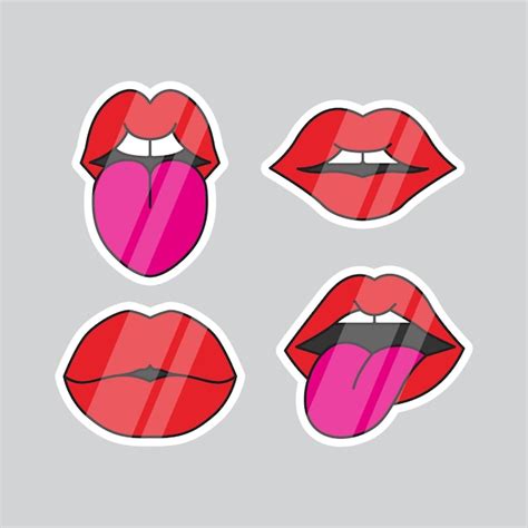 Premium Vector Red Lips Sticker Vector Illustration