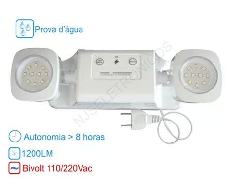 Bloco Aut Nomo Led Emerg Ncia Prova Dagua Lm C Bateria Mercadolivre