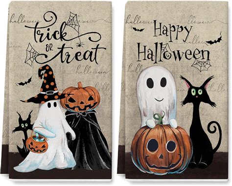 Amazon Anydesign Halloween Kitchen Dish Towel Retro Pumpkin Ghost