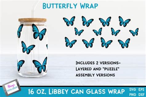 Butterfly Libbey Can Glass Wrap Svg Graphic By Stacysdigitaldesigns