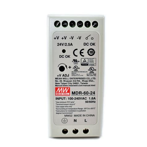 Блок питания 24 вольт MEAN WELL MDR-60-24 цена купить