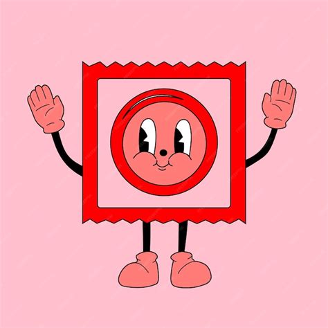 Premium Vector Retro Condom Mascot Character 40s 50s 60s Old