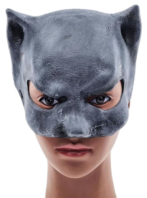 Charcoal Black Cat Girl Mask Rubber Latex Cat Girl Costume Mask