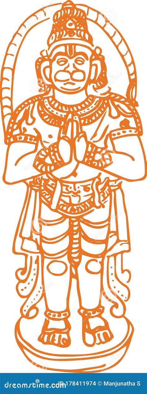 Drawing Of A Hanuman Silhouetted Vector Illustration | CartoonDealer ...