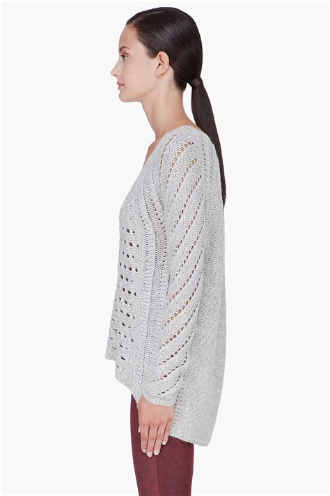 Lyst Helmut Lang Light Grey Knitted Sweater In Gray