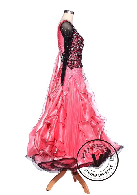 Black Lace Pink Waltz Standard Tango Smooth Ballroom Competition Dance