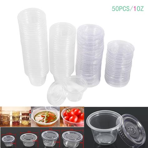 Walfront 1 Oz Disposable Cups With Lids 50 Pieces Plastic Clear Chutney Sauce Cups Food