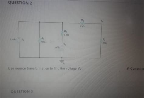 Solved Use Source Transformation To Find The Voltage Vo V