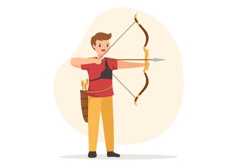 Cartoon Hunter With Bow And Arrow