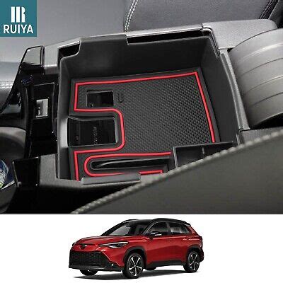 RUIYA Car Center Armrest Storage Box Tray Red For 2022 2023 Toyota