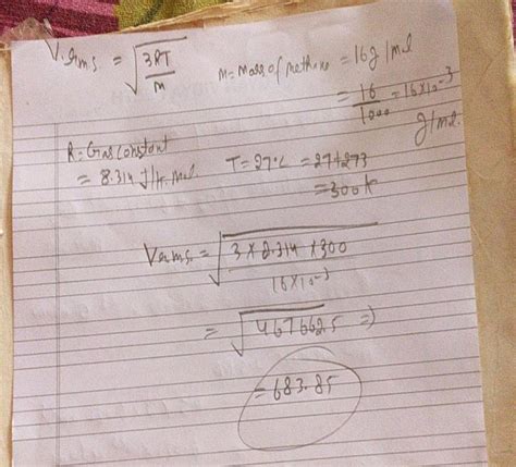 L 7 S P C 1 6 1 Calculate The Root Mean Square Speed Of Methane