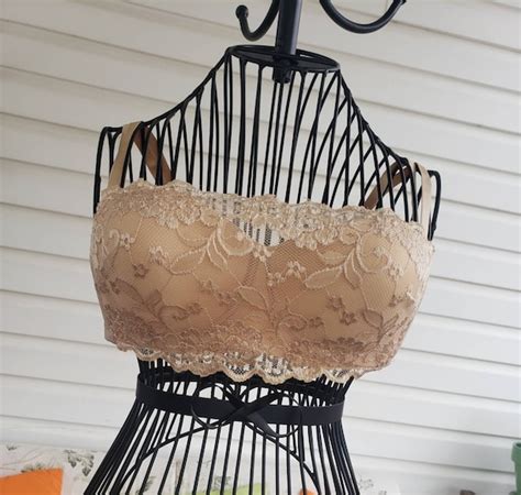 Vintage Lace Bra Lingerie Convertible Nude Bra Gem