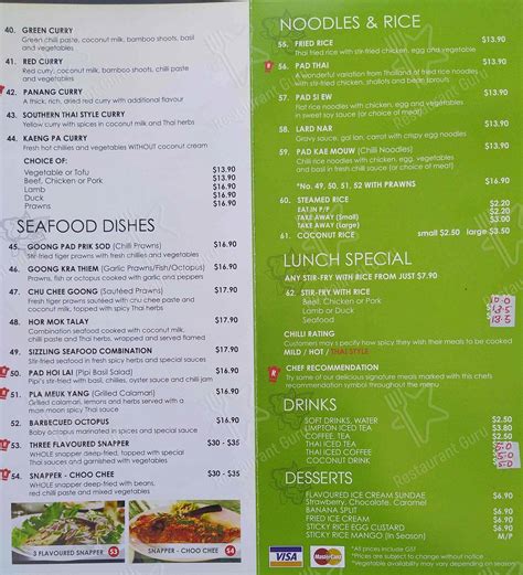 Menu At Mae Moon Restaurant Penshurst