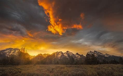 Nature Landscape Mist Mountain Grand Teton National Park Sunrise Snowy