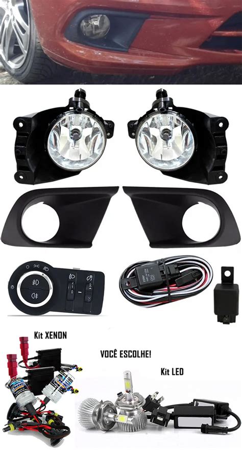 Kit Farol De Milha Neblina Chevrolet Onix 2015 2016 Moldura LT LS