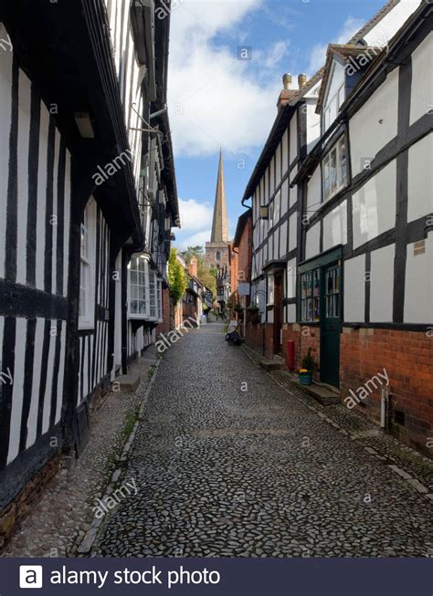 Timber Framed Buildings In Church Lane Ledbury Herefordshire Stock