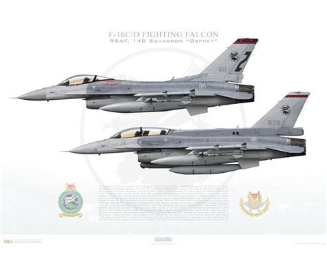 Aircraft profile print of F-16C/D Fighting Falcon, RSAF 140 Squadron ...