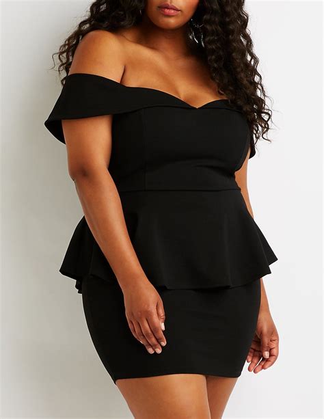 Plus Size Off The Shoulder Peplum Dress Charlotte Russe Plus Size