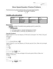 Wave Speed Worksheet Practice Problems Pdf Name Section Date Wave