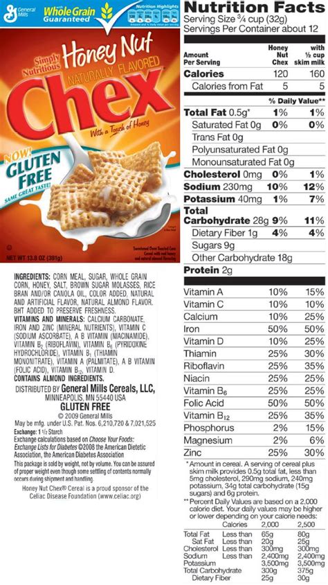 Chex Honey Nut Cereal Nutrition Facts Besto Blog