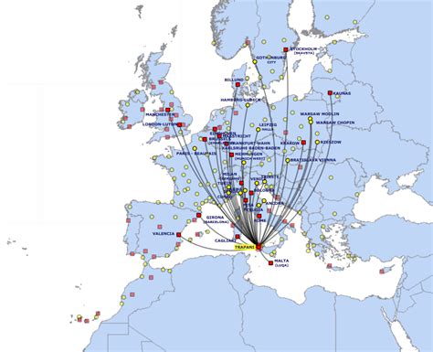 Ryanair route map - from Trapani