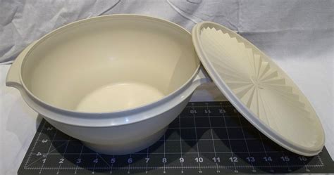 Large Vintage Tupperware Almond Servalier Salad Dish Serving Etsy In