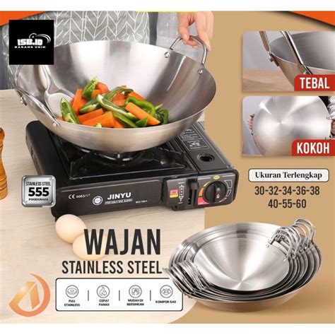 jual wajan stainless  tebal kuali premium  pegangan stainless