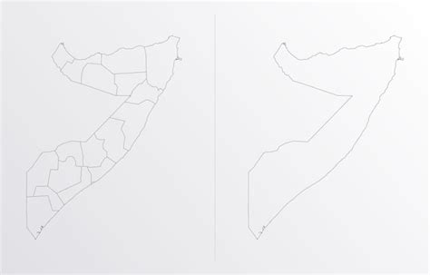 Mapa Vectorial De Contorno Negro De Somalia Con Regiones Sobre Fondo