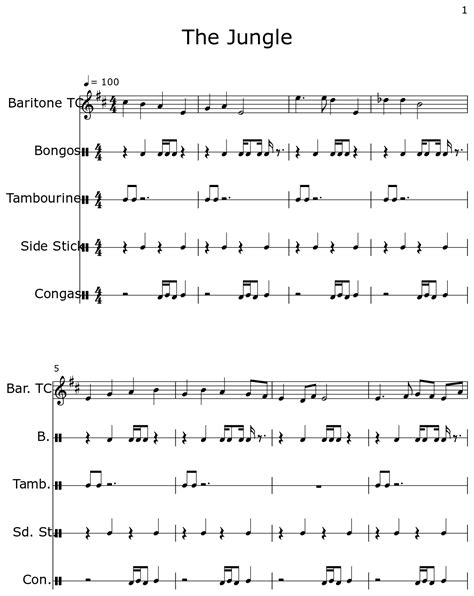 The Jungle - Sheet music for Baritone TC, Drum Set