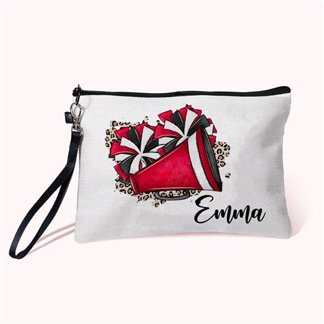 Personalisierte Aquarell Cheer Megaphon Und Pom Pom Kosmetiktasche Mit