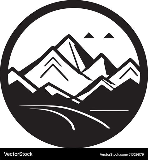 Mountain - black and white Royalty Free Vector Image