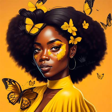 Black Woman Digital Art Yellow Girl Clipart Ai Generated Woman Digital