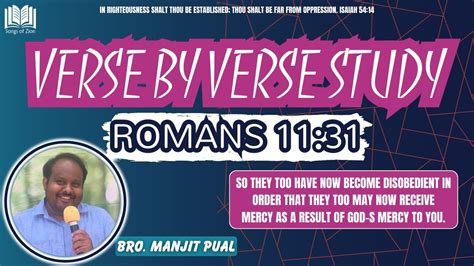 336e Romans 1131 Verse By Verse Study Bro Manjit Paul Youtube