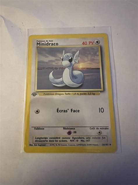 Pokemon Card 1st Edition Base Set Minidraco Dratini 26 102 French