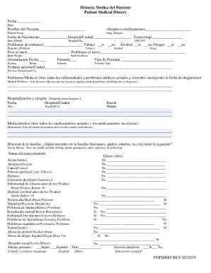 Completable En L Nea Conocer La Historia Mdica De Su Hijo Fax Email