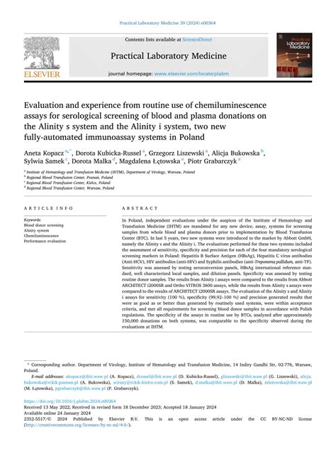 PDF Evaluation And Experience From Routine Use Of Chemiluminescence