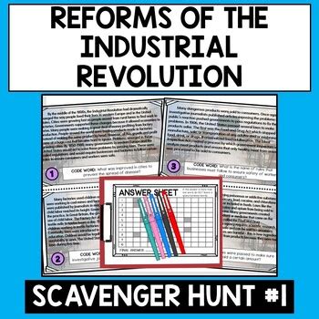 Industrial Revolution Reforms Scavenger Hunt Trail Reading Comprehension