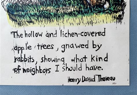 Mary Azarian Woodcut Signed Original W Henry David Thoreau Quote Bunny